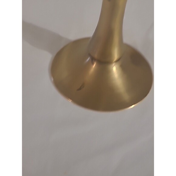 Vtg Solid Brass Handmade Candlestick Holder Unique Large Base 6"tall X4.5" Base - Picture 4 of 8